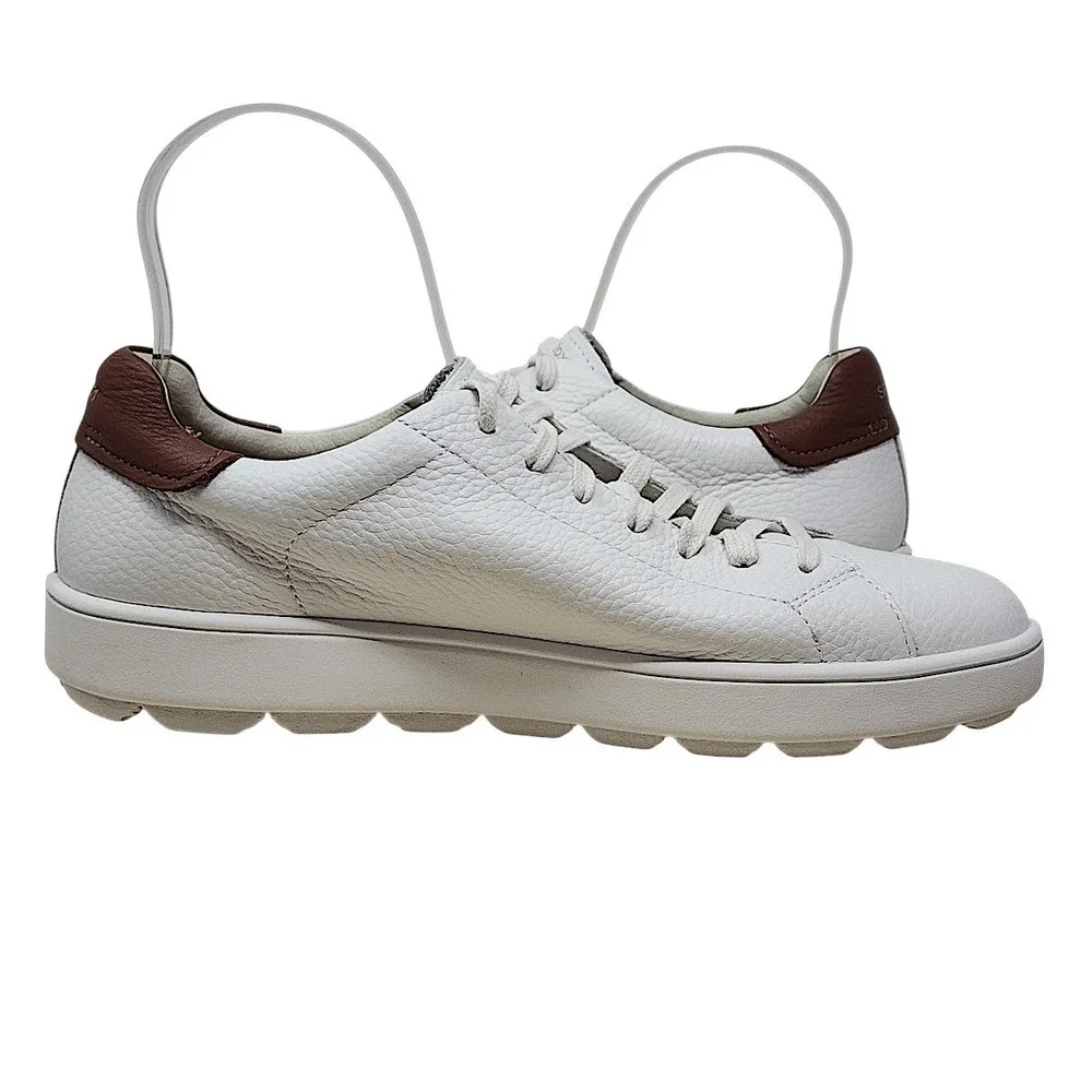 Geox Spherica Sneakers 7 Men White Leather Respira Low Top Shoes Trainers Skater